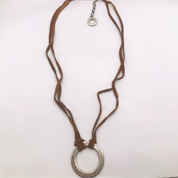 American Eagle Outfitters Silver and Brown Double-Strand Necklace - Picture 1 of 6